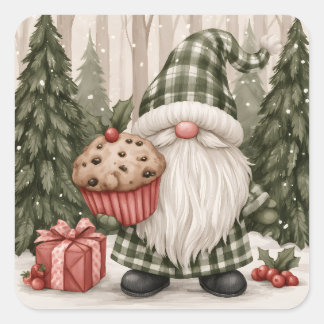 Muffin Gnome Fyrkantigt Klistermärke
