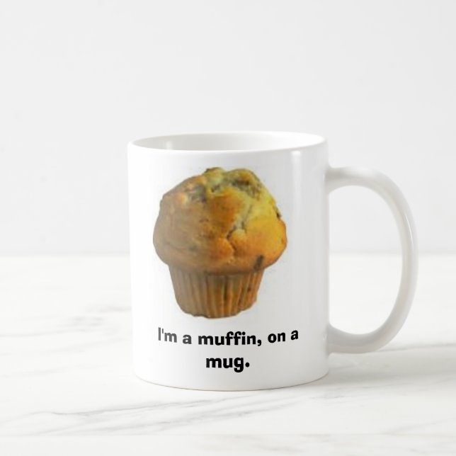 muffin I-förmiddag en muffin, på en mug. Kaffemugg (Höger)