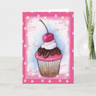 Muffin i pastell på rosa bakgrund kort