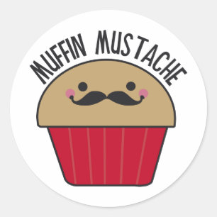 Muffin Mustache Runt Klistermärke