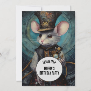 Muffin Steampunk Djur Anpassat namn Inbjudningar