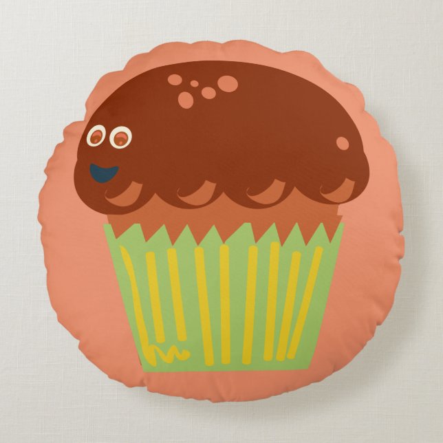 Muffin till den Giant Character Funny Tecknad Art Rund Kudde (Framsidan)