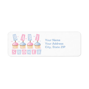 Muffinbaby showeretikett returadress etikett