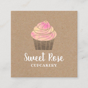 Muffinbageribakelse Cupcakery lantliga Kraft Fyrkantigt Visitkort