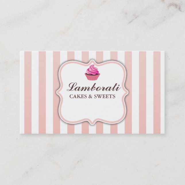 Muffinbagerirosan görar randig gulligt elegantt visitkort (Framsida)