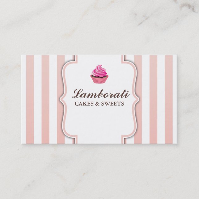 Muffinbagerirosan görar randig gulligt elegantt visitkort (Framsida)