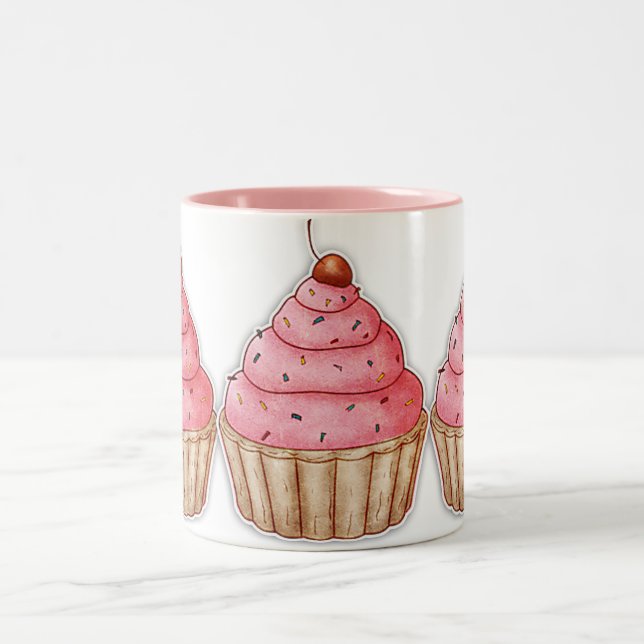 MuffinCaffee mugg, smaklig körsbärsröd muffins Två-Tonad Mugg (Center)