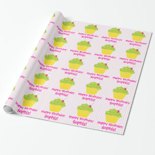 Muffinen på rosor görar randig barnets födelsed presentpapper