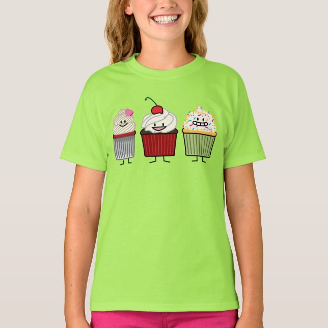 Muffinfamiljisläggning strilar körsbärsröd t-shirt (Framsida)