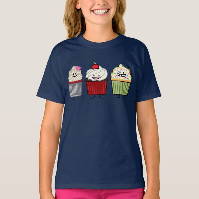 Muffinfamiljisläggning strilar körsbärsröd t-shirt (Framsida)