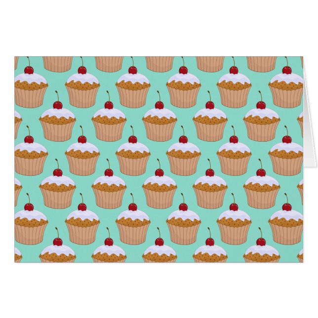 Muffinmönster i kricka hälsningskort (Framsidan Horizontal)
