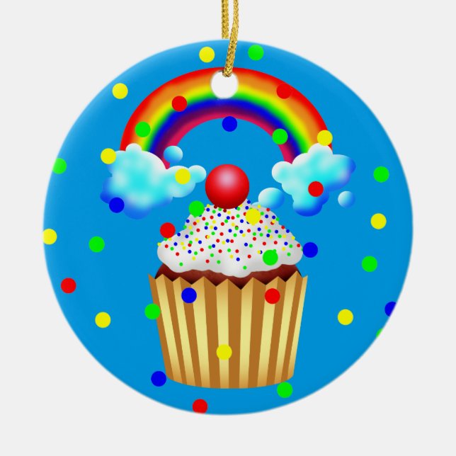 Muffinparty med regnbågen & stänk julgransprydnad keramik (Framsidan)