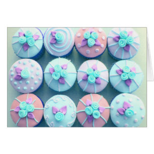 Muffins iced i blått hälsningskort