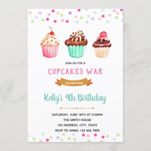 Muffins krig födelsedagstema inbjudningar