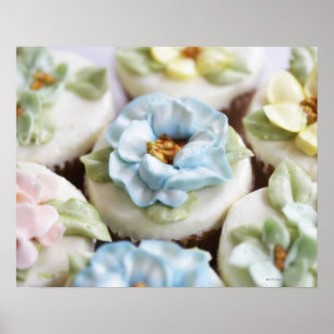 muffins med blommaisläggning poster