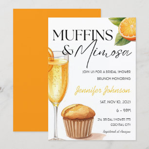 Muffins & Mimosa Orange Möhippa Brunch Inbjudningar