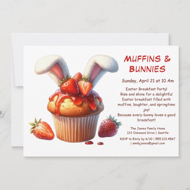 Muffins & Mornar – Påskfrukostfest  Inbjudningar (Framsida)
