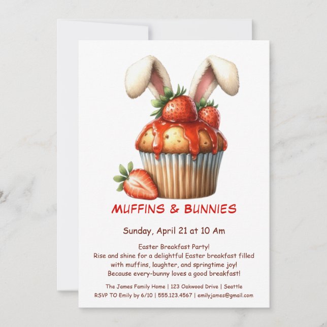 Muffins & Mornings – Påskfrukostfest  Inbjudningar (Framsida)