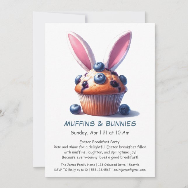 Muffins & Mornings – Påskfrukostfest  Inbjudningar (Framsida)