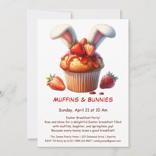 Muffins & Mornings – Påskfrukostfest  Inbjudningar (Framsida)