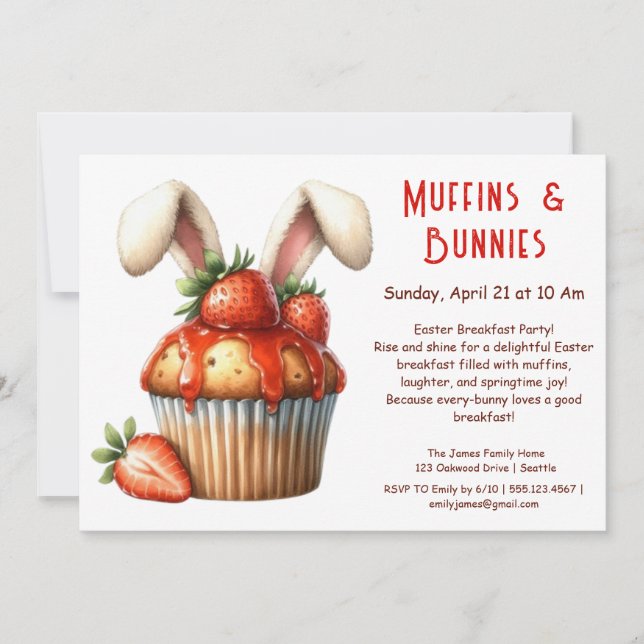 Muffins & Mornings – Påskfrukostfest  Inbjudningar (Framsida)