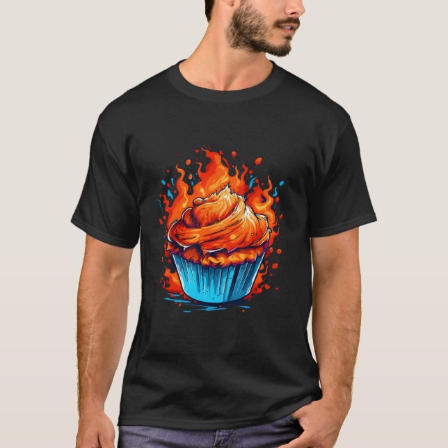 Muffinsaker För Bakning Flammor T Shirt (Framsida)