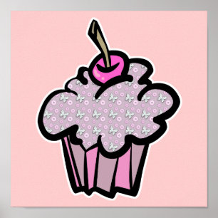 muffinsar av fjärilar och blommor poster