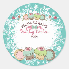 Muffinsar av julkakor från köket runt klistermärke