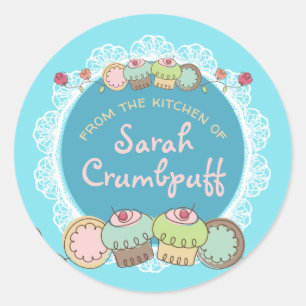 Muffinsar av kakor från köket runt klistermärke