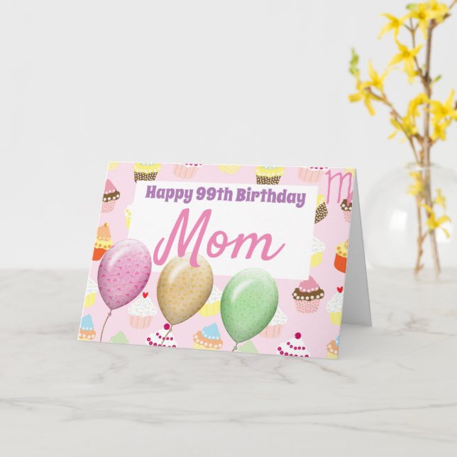 Muffinsar Bubblor Vuxen födelsedagskort Kort (Gul blomma)