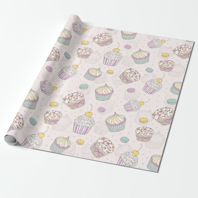 Muffinsar Figursätta Pappert Presentpapper (Utrullad)