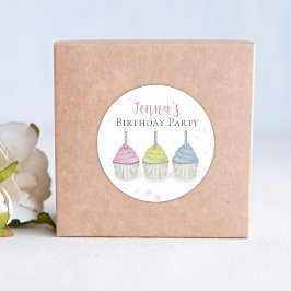 Muffinsar för färgen Cute Watercolor Whimsical Runt Klistermärke