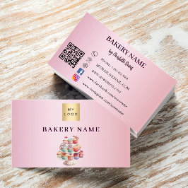 Muffinsar för rosa av bakverk, bakverk, QR-logotyp Visitkort