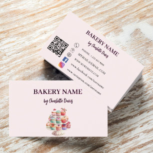 muffinsar för rosa av kakor för bakverk QR-kod Visitkort