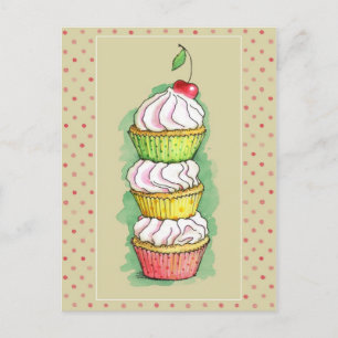 Muffinsar för vattenfärg. Köksillustration. Vykort