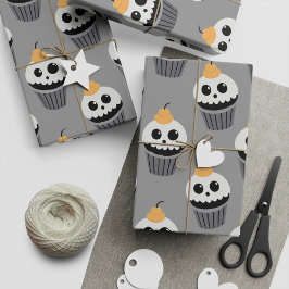 Muffinsar från Ghost Ansikte för Halloween-gåvor Presentpapper