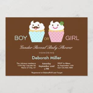 Muffinsar Gender Visa babyskor Inbjudningar