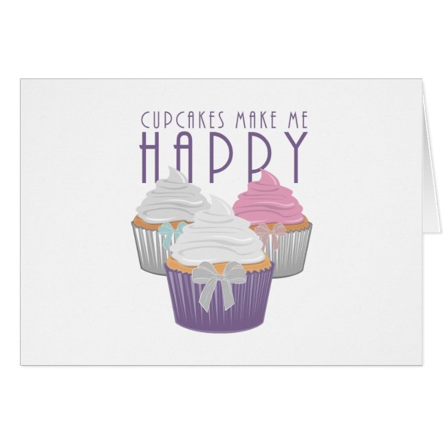 Muffinsar gör mig Lycklig Hälsningskort (Framsidan Horizontal)