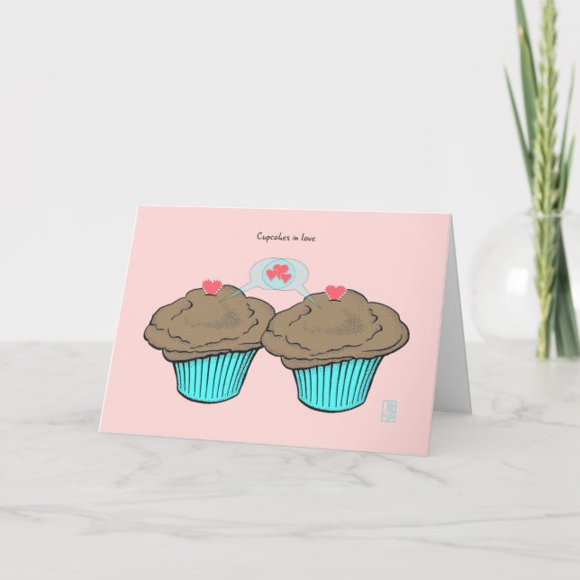 Muffinsar i Kärlek ChocoChocoBlueBlue Valentine Kort (Framsida)