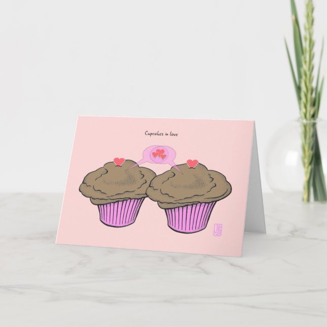 Muffinsar i Kärlek ChocoChocoPinkPink Valentine Kort (Framsida)