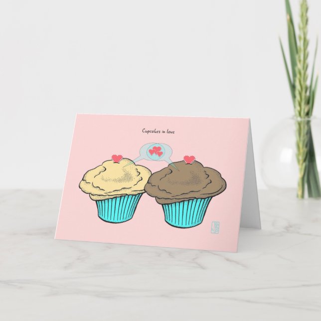 Muffinsar i Kärlek CustChocoBlueBlue Valentine Kort (Framsida)