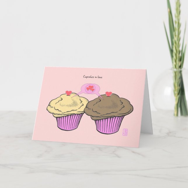 Muffinsar i Kärlek CustChocoPinkPink Valentine Kort (Framsida)
