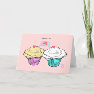 Muffinsar i Kärlek CustillaVanillaPinkBlue Valenti Kort