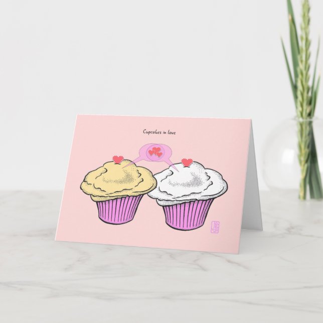 Muffinsar i Kärlek CustillaVanillaPinkPink Valenti Kort (Framsida)