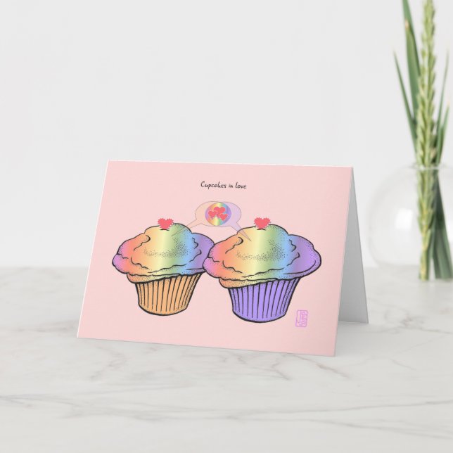 Muffinsar i Kärlek RainbowRainbow Valentine Kort (Framsida)