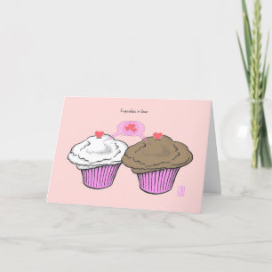 Muffinsar i Kärlek VanillaChocoPinkPink Valentine Kort