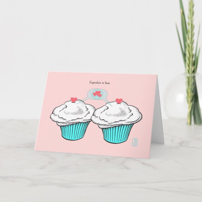 Muffinsar i Kärlek VanillaVanillaBlueBlue Valentin Kort (Framsida)