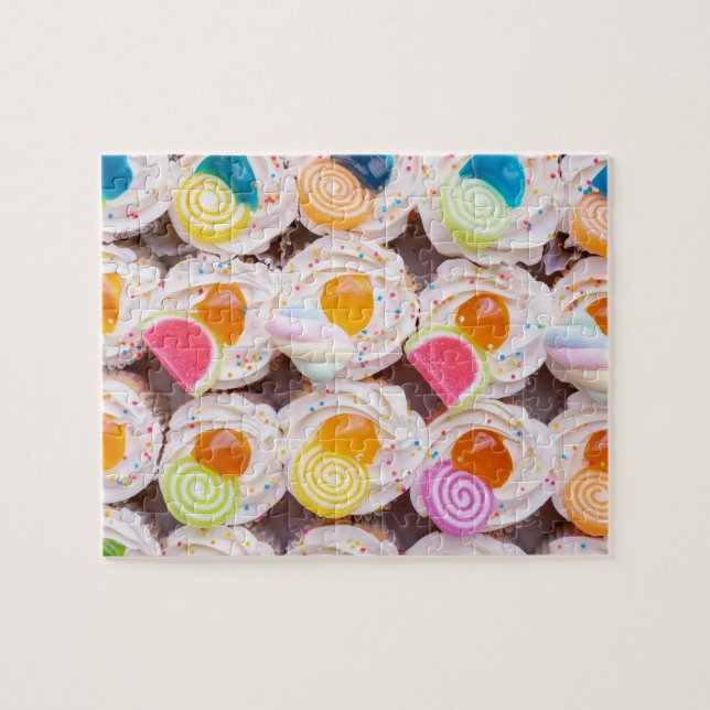 Muffinsar med Sprinkles och Dekorationer, frysta Pussel (Horisontell)