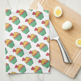 Muffinsar och hjärtan kökshandduk