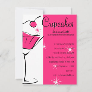 Muffinsar och Martinis i Shock rosa Inbjudningar